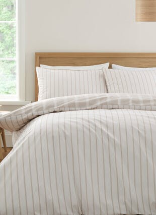 Bianca Ashford Stripe 200 Thread Count Cotton Natural Duvet Set