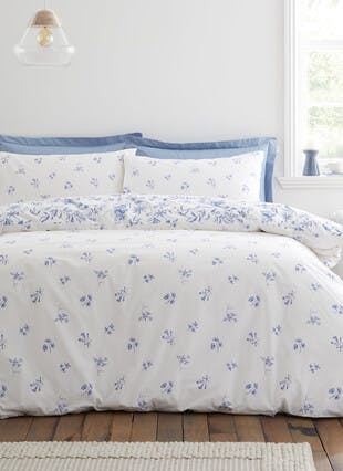 Bianca Thea Floral 200 Thread Count Cotton Blue Duvet Set