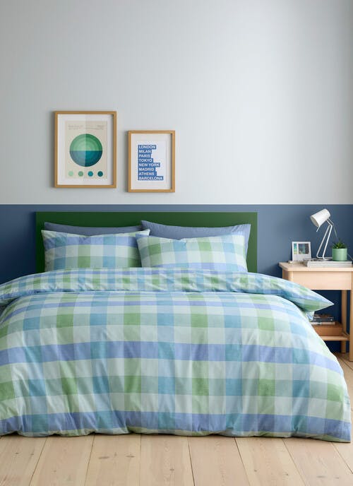 Fushion Block Check Blue Duvet Set