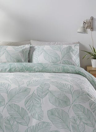Fusion Matteo Leaf Duck Egg Duvet Set