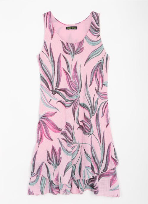 Cotton Rich Leaf Print Tiered Midi Dress 