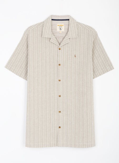 Linen Blend Stripe Short Sleeve Shirt