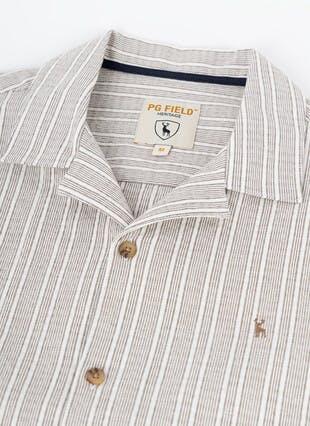 Linen Blend Stripe Short Sleeve Shirt