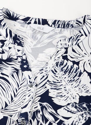 Printed Notch Neck Blouse