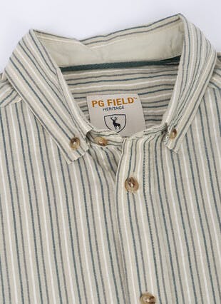 Pure Cotton Textured Stripe Short Sleeve Shirt