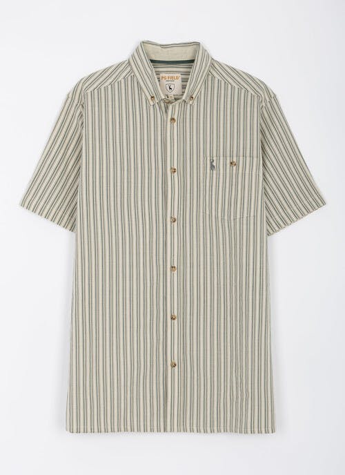 Pure Cotton Textured Stripe Short Sleeve Shirt