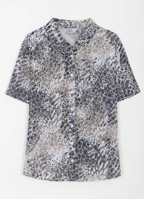 Cotton Rich Crinkle Printed Blouse