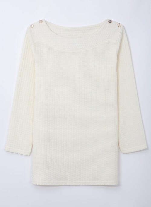 Ribbed Button Detail Saddle Yoke Top