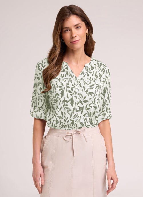 Pure Cotton Notch Neck Printed Blouse 