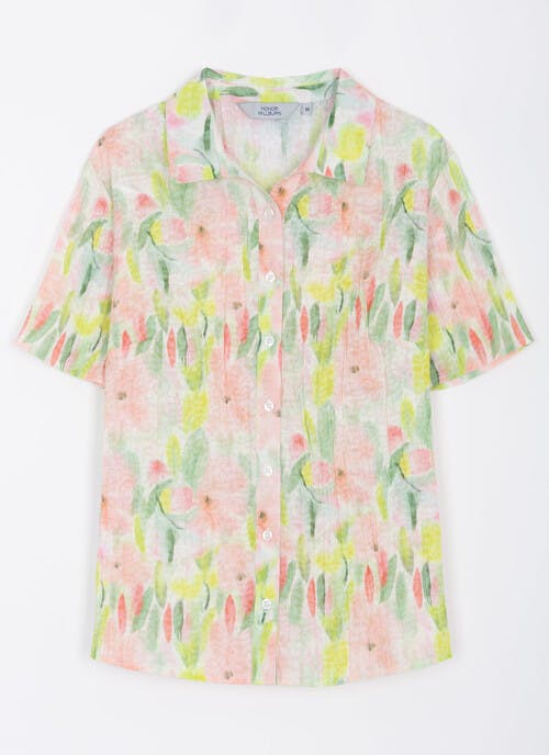 Cotton Rich Crinkle Printed Blouse