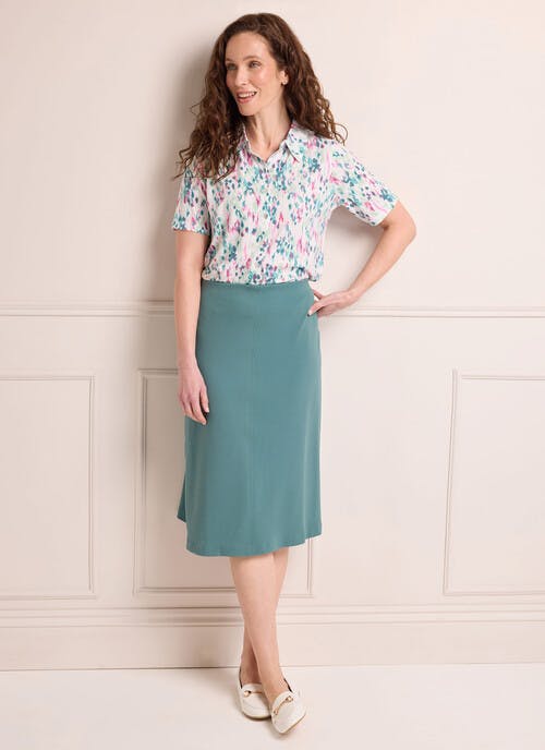 Crepe Textured Panelled Midi Skirt