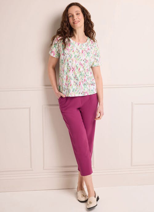 Crepe Textured Pull On Trousers