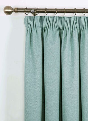 Herringbone Blackout Duck Egg Pencil Pleat Curtains