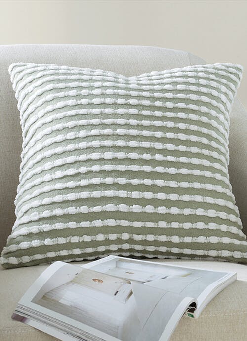 Catherine Lansfield Stab Stitch Sage Green Cushion