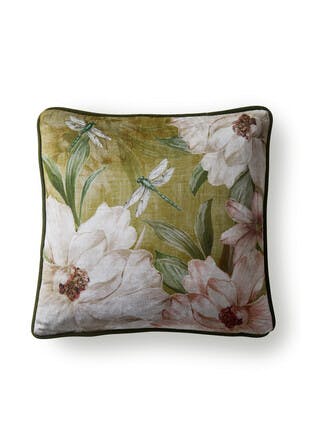 Appletree Fiorella Floral Print Velvet Olive Cushion