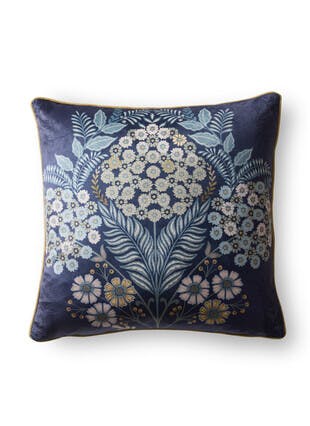Appletree Evelina Floral Print Velvet Navy Cushion