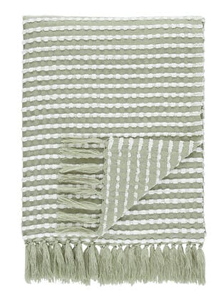 Catherine Lansfield Stab Stitch Sage Green Throw