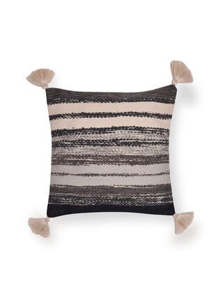 Drift Chenille Stripe Black Outdoor Cushion