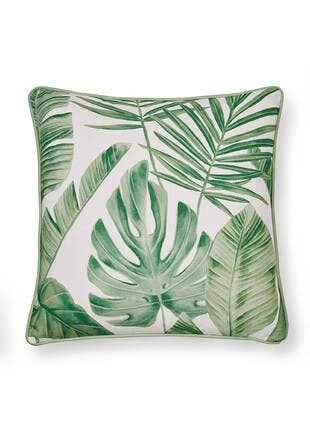 Dreams & Drapes Tahiti Leaf Print Cotton Green Outdoor Cushion