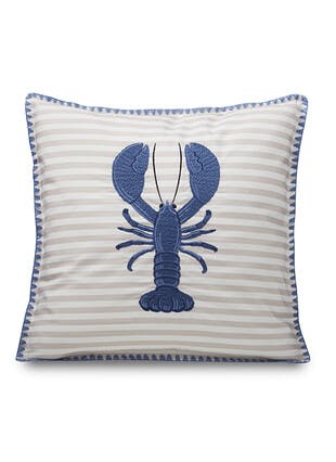 Catherine Lansfield Lobster Embroidered Blue Cushion