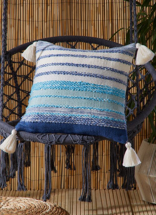 Drift Chenille Stripe Blue Outdoor Cushion