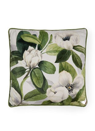 Soiree Alaya Floral Print Velvet Teal Cushion