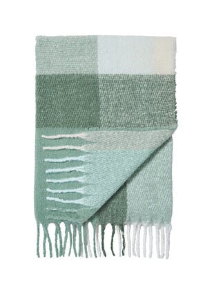 Catherine Lansfield Faux Mohair Check Green Throw