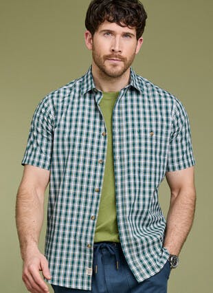 Essential Cotton Blend Check Short Sleeve Shirt