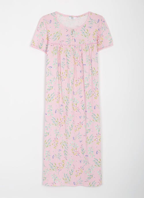 Pure Cotton Button Detail Printed Nightdress 