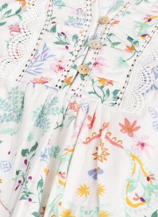 Pure Cotton Lace Trim Printed Nightdress