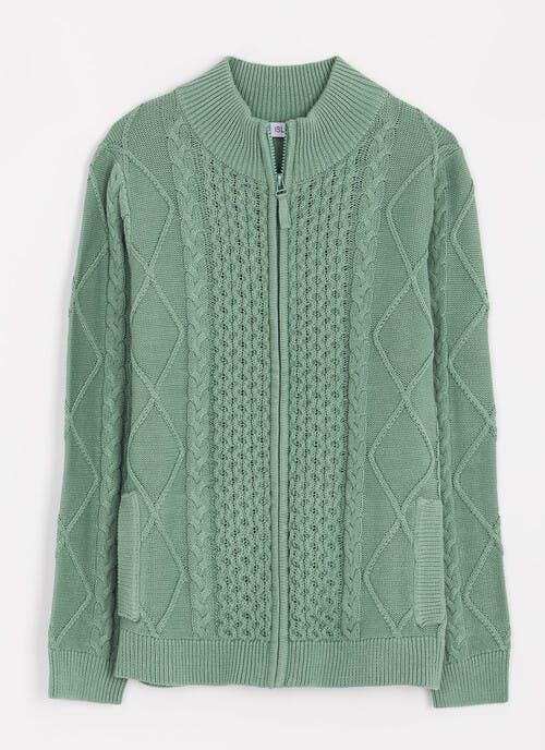 Pure Cotton Cable Zip Front Cardigan