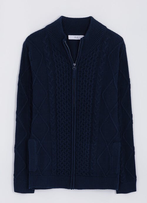 Pure Cotton Cable Zip Front Cardigan