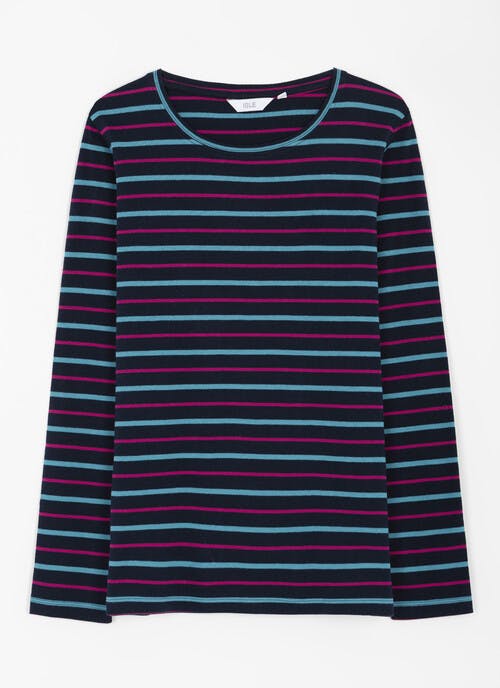 Pure Cotton Striped Crew Neck Top
