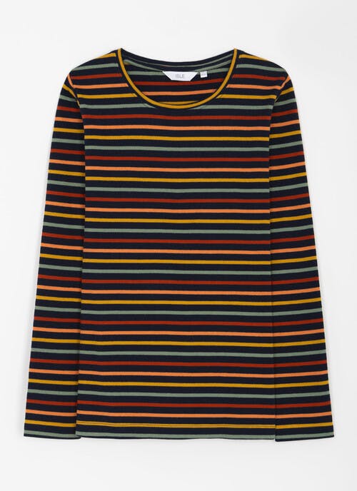 Pure Cotton Striped Crew Neck Top