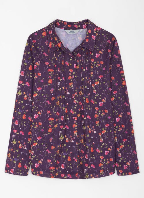 Front Pleated Print Blouse