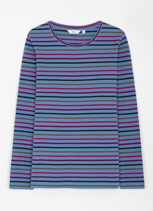 Pure Cotton Striped Crew Neck Top