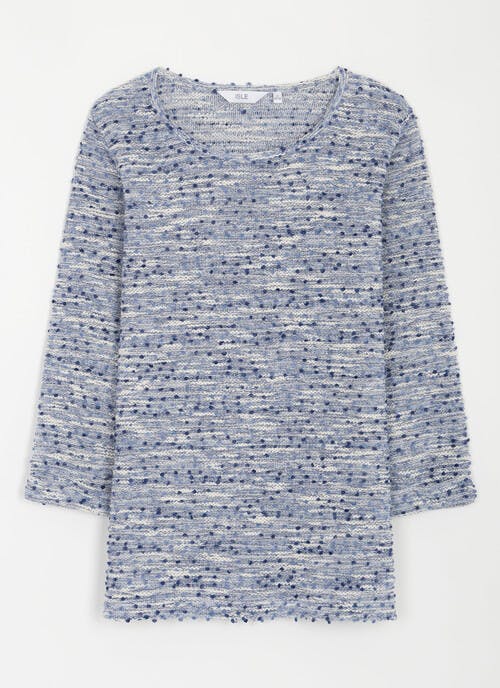 Cotton Blend Textured Crew Neck Top