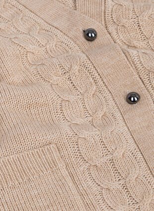 Cable Trim V-Neck Cardigan