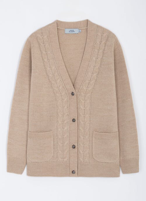 Cable Trim V-Neck Cardigan
