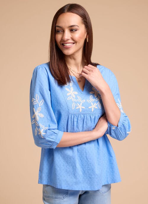 Pure Cotton Embroidered  Top