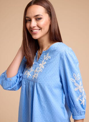 Pure Cotton Embroidered  Top