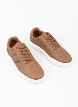 Lace Up Tan Trainers