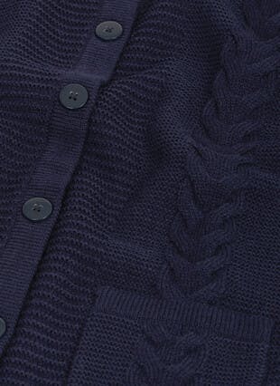 Single Cable Knit Crew Neck Cardigan