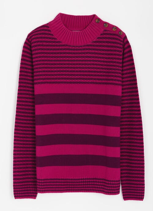 Textured Stripe Turtle Neck Jumper