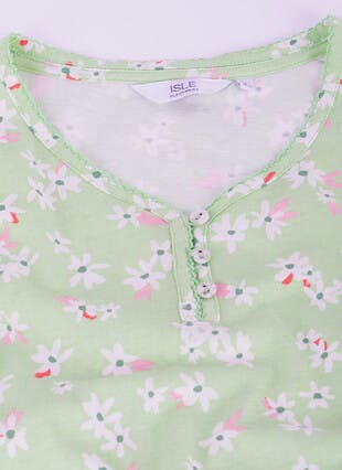 Pure Cotton Notch Neck Printed Crop Pyjama Set 