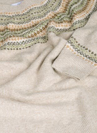 Soft Touch Fairisle Yoke Crew Neck Jumper