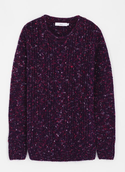 Wool Blend Cable Nep Knit Crew Neck Jumper