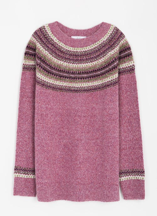 Soft Touch Fairisle Yoke Crew Neck Jumper