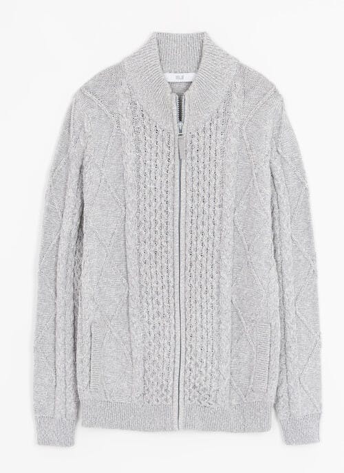 Pure Cotton Cable Zip Front Cardigan