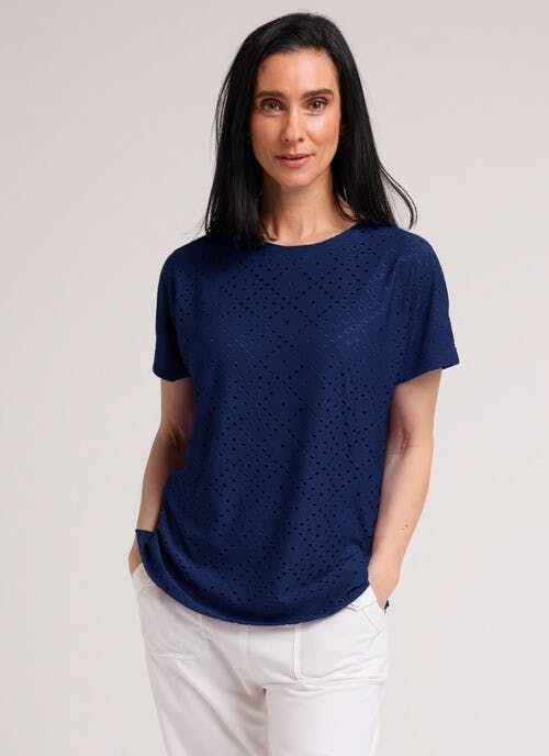 Broderie Anglaise Crew Neck Top